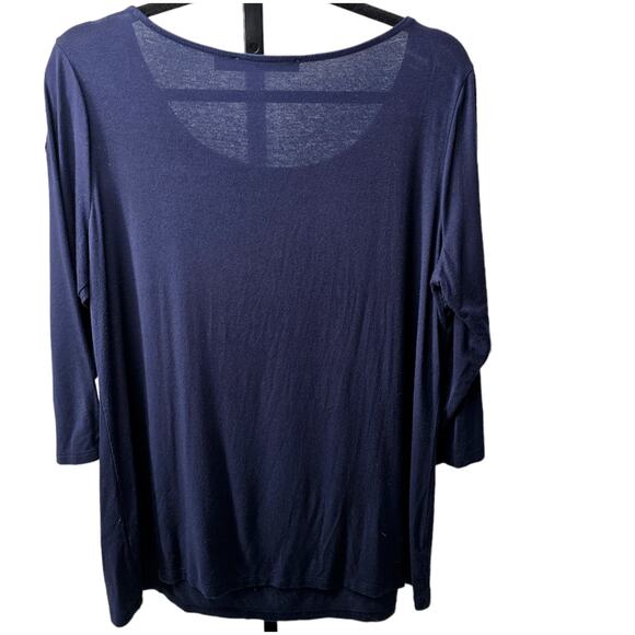 Eloquii Shirt 14w 16w Navy Blue Plus Size Top Work Blouse Office Chic Power - Picture 2 of 8